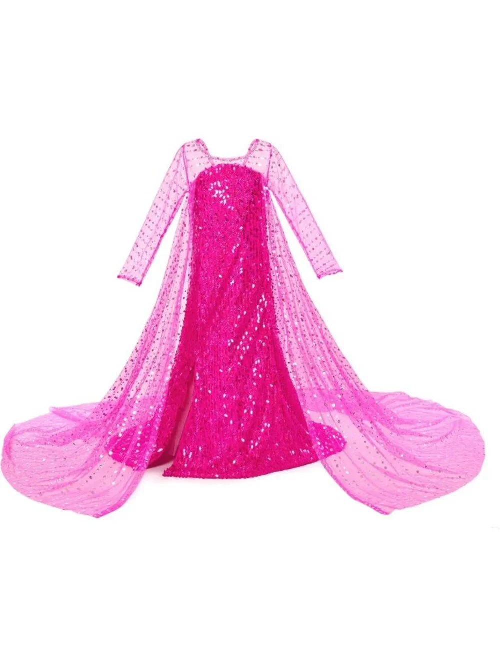 Elegant Princess Dress Costume with Shimmering Long Cape for Girls' Birthday
